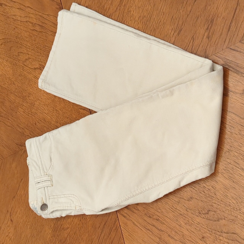 Y2K Women's American Eagle Outfitters Cream Corduroy Pants Stretch Flare